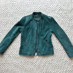 Bernardo Leather Teal Green Suede Moto Jacket